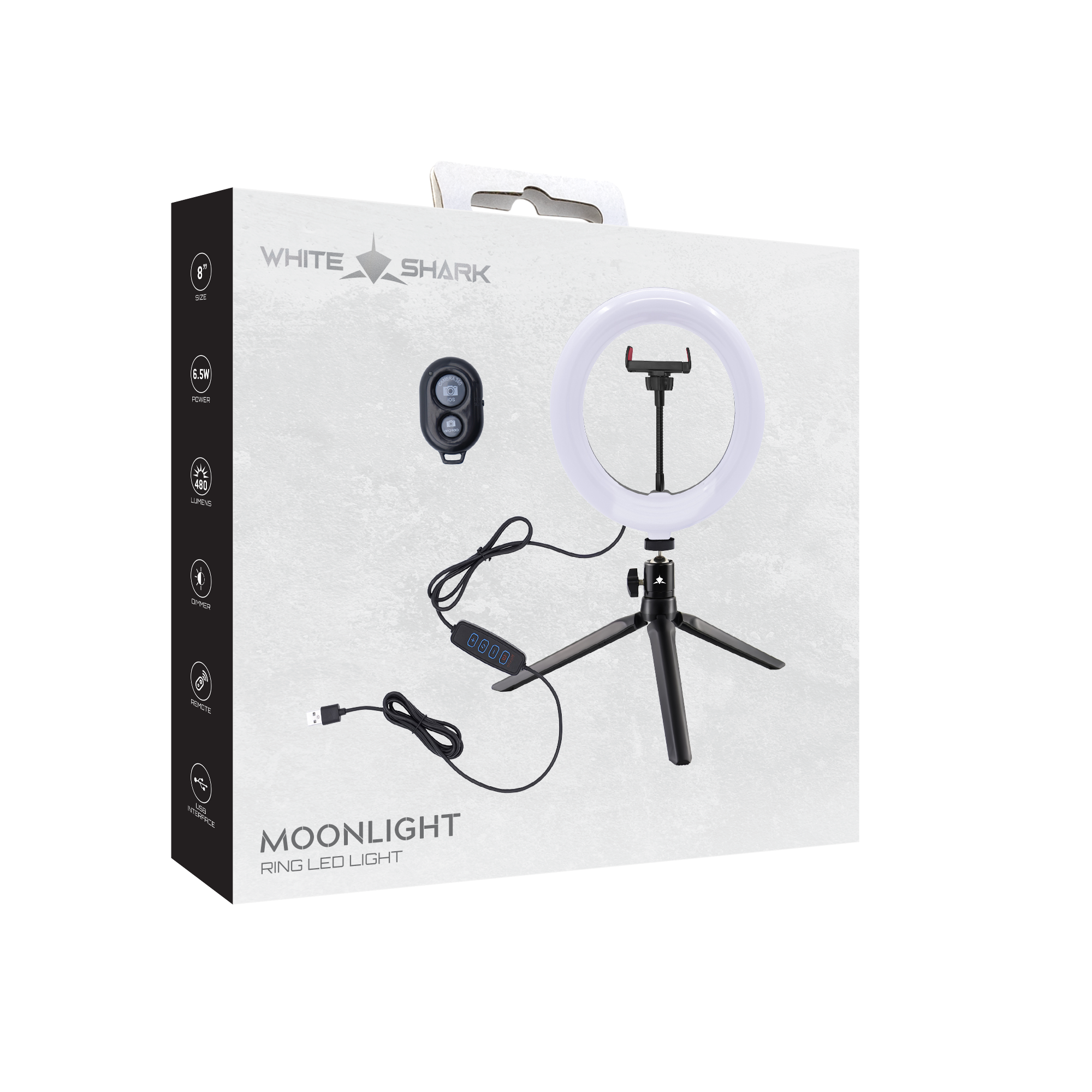 White Shark RING LED LIGHT RL-08 MOONLIGHT-2 - 21 cm-5