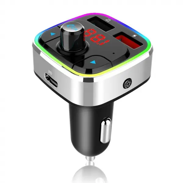 FM transmiter GEARUP! FM303 (Bluetooth, 2x USB, Type-C, 3.1A, siva boja)-1