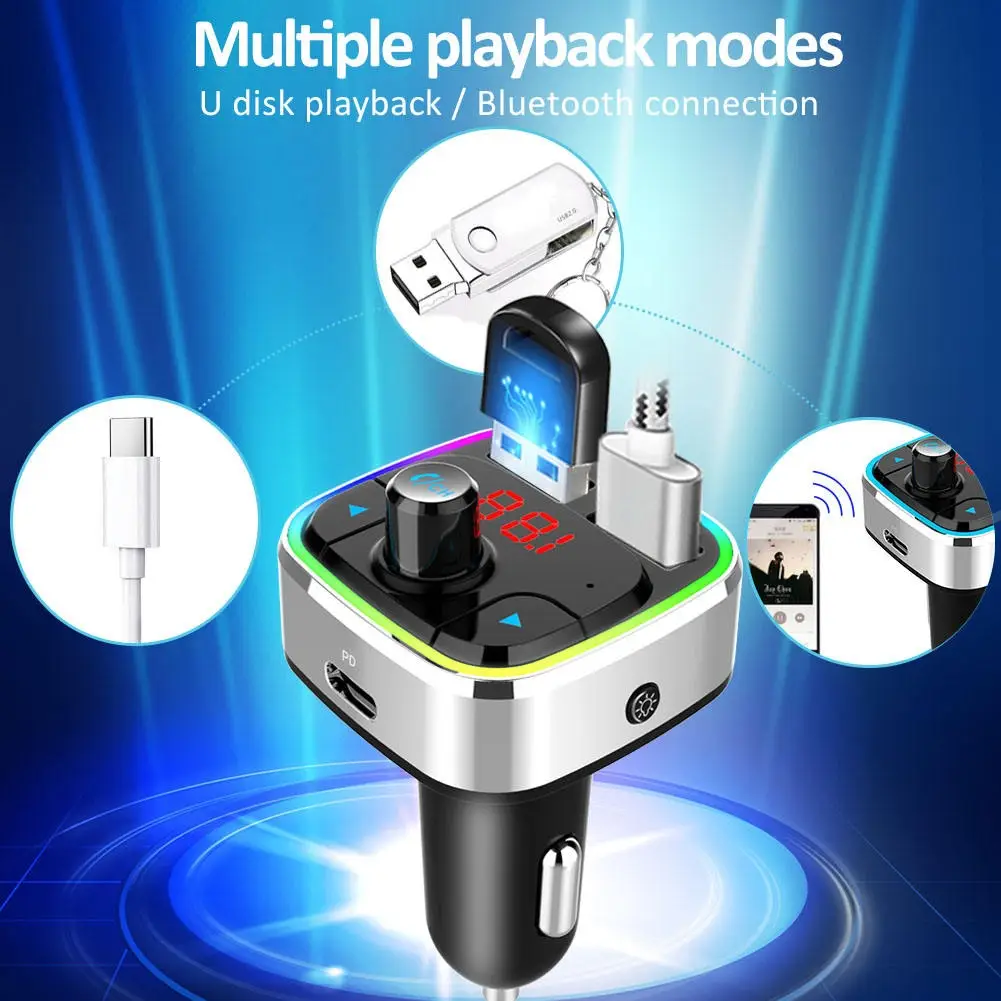 FM transmiter GEARUP! FM303 (Bluetooth, 2x USB, Type-C, 3.1A, siva boja)-2