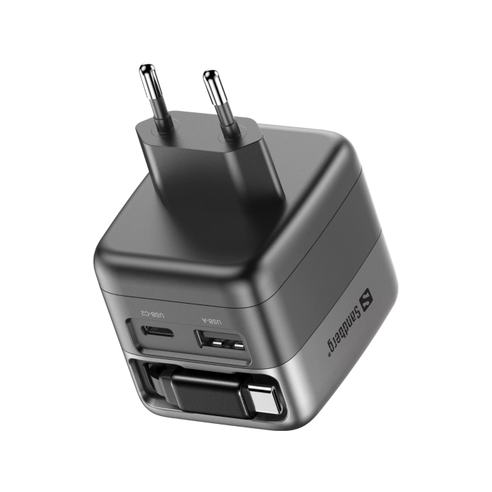 Sandberg PD65W Travel Power Adapter with Display + Built-in 60 cm Cable-2