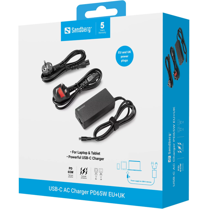 Sandberg USB-C AC Power Adapter PD65W EU+UK-5