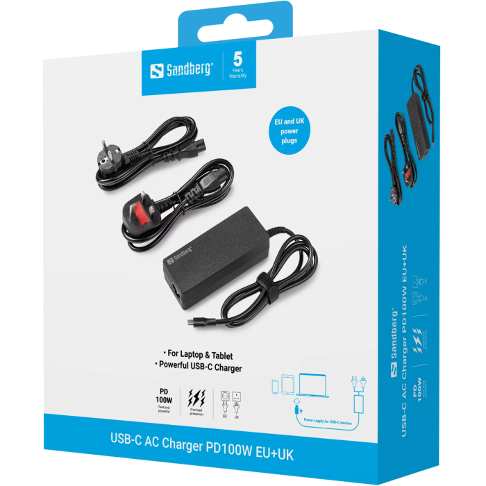 Sandberg USB-C AC Power Adapter PD100W EU+UK-5