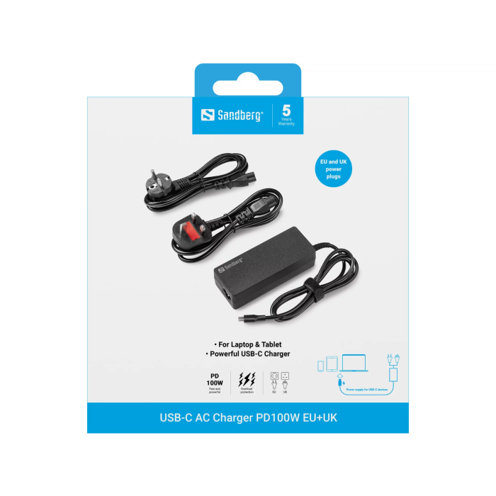 Sandberg USB-C AC Power Adapter PD100W EU+UK-4