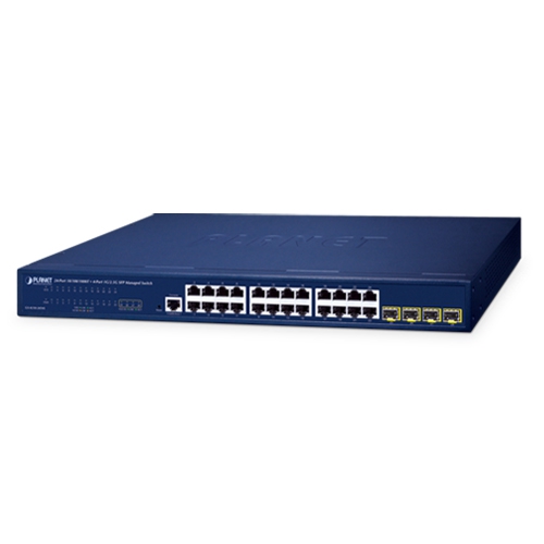 Switch PLANET GS-4210-24T4S (L2/L4 upravljivi, 24x Gigabit RJ45, 4x SFP 1G/2.5G, 1U)