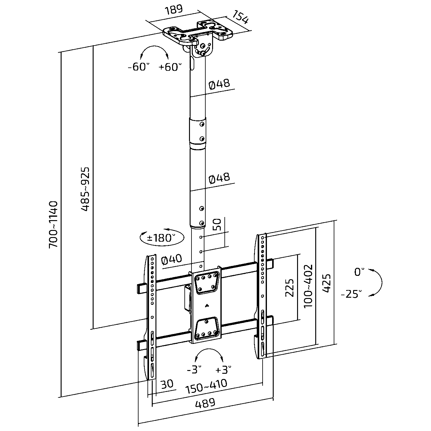 Superior Nosač za TV, stropni, 32-75, 60kg - 32-75 Extra Slim Ceiling-Mount-2