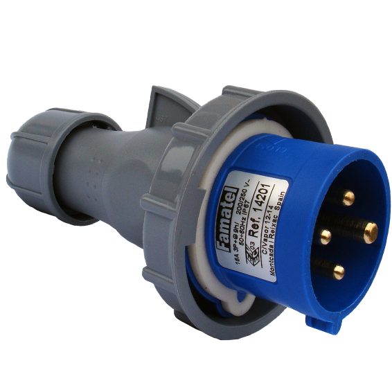 Famatel Utikač 16A, 220-240V, 3 polni (3P+T), H9,IP67 - 14201-0