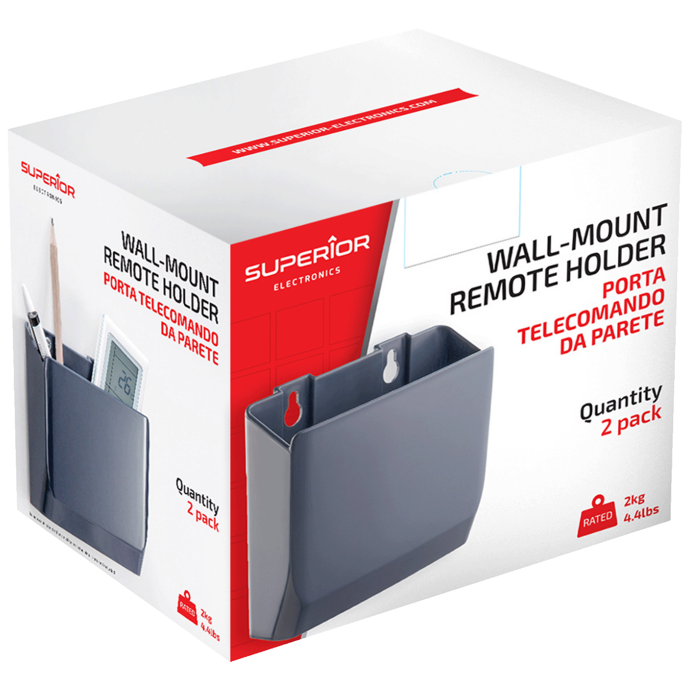 Superior Nosač za daljinski upravjač, zidni, pakiranje 2 kom. - Wall-Mounted Remote Control Holder-2