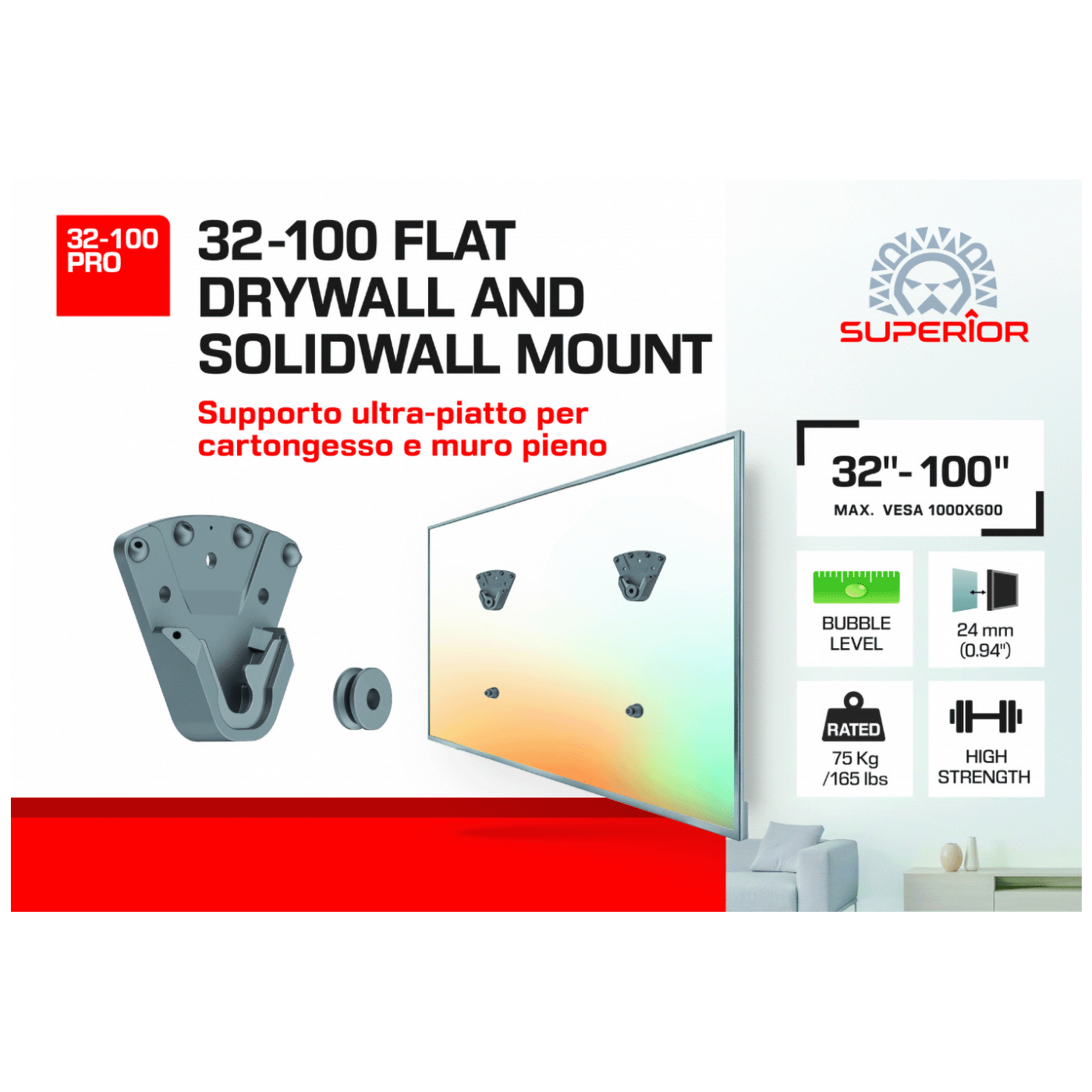Superior Nosač za TV prijemnike 32"- 100", Ultra SLIM, 75 kg. - TV Wall Mount 32-100 PRO-3