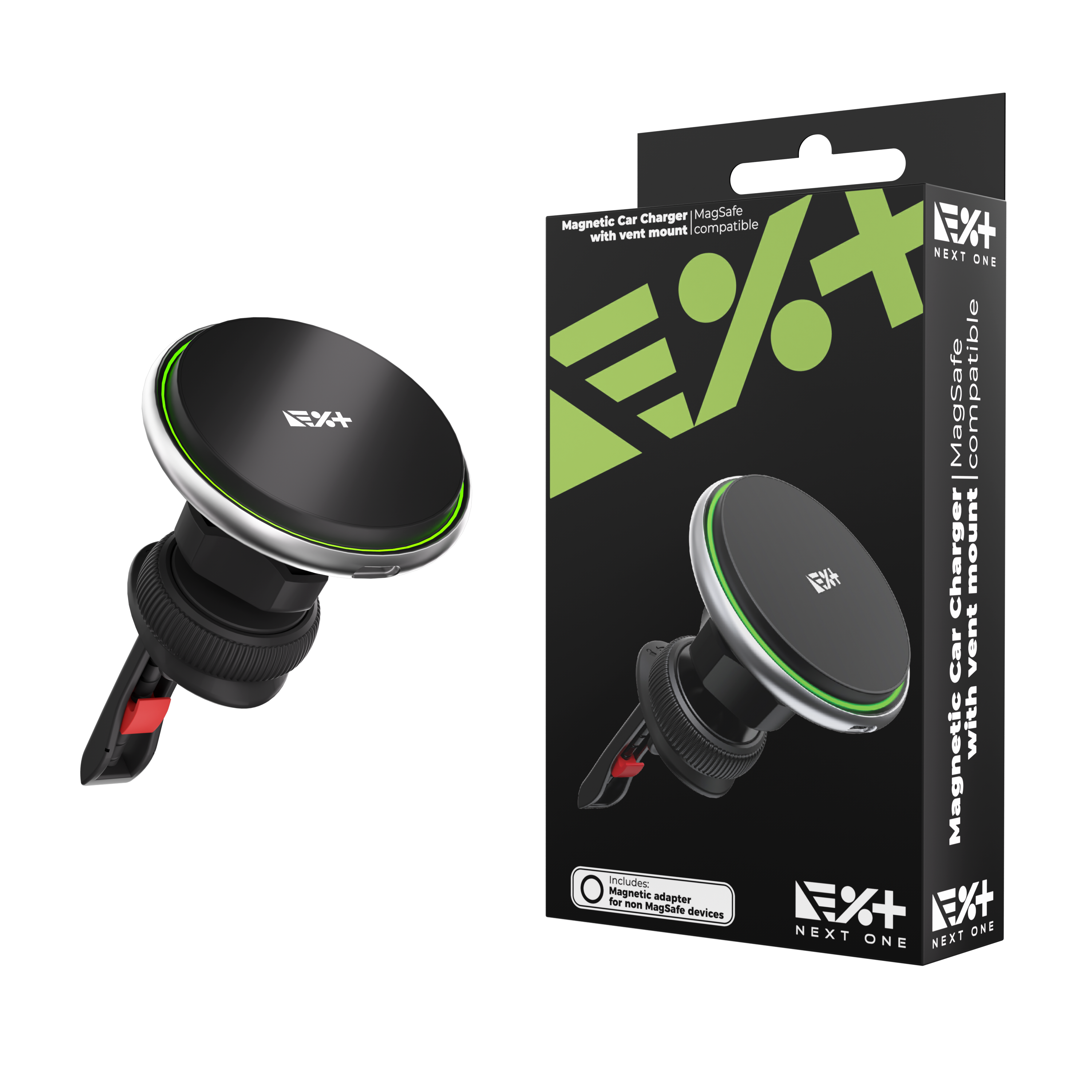 Next One Magnetic Car Charger | MagSafe compatible - Black-0