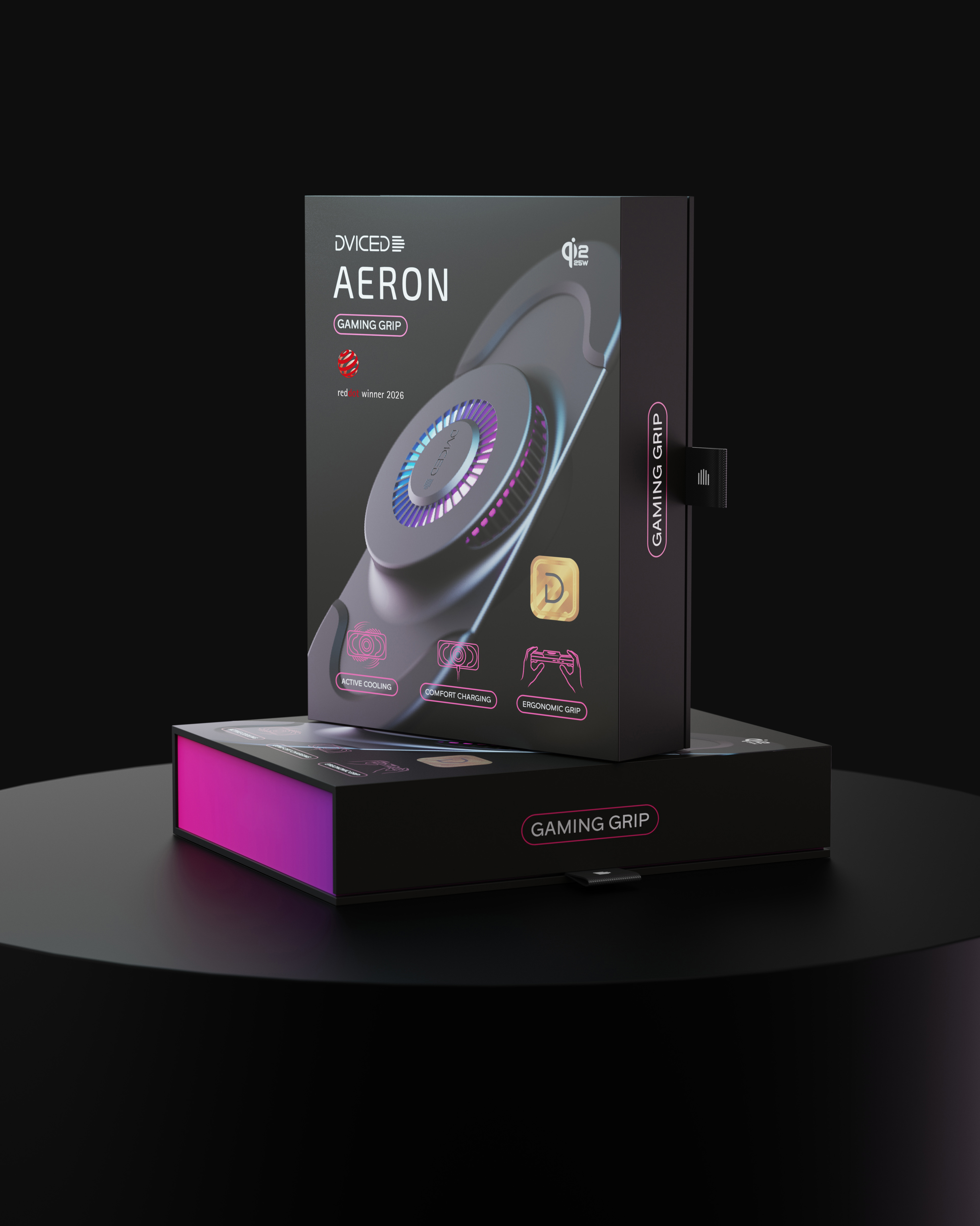 Dviced AERON Grip Qi2.2 charger and active cooler for gaming - Black-6