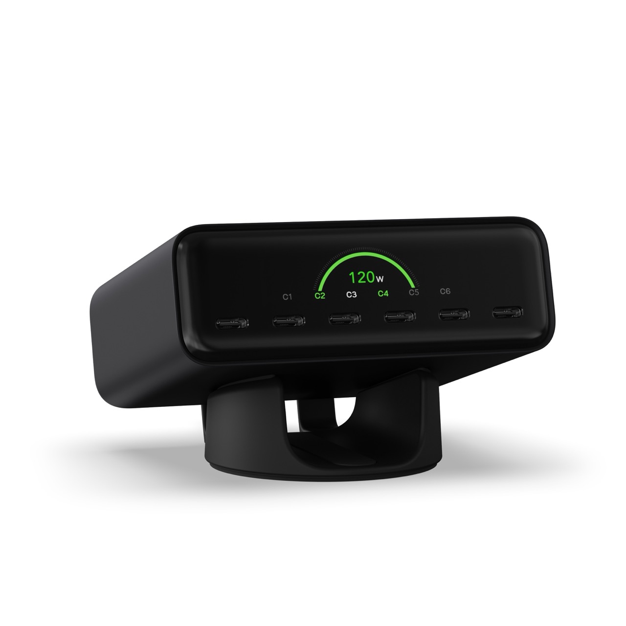 Stolni punjač SATECHI ChargeView 240W (6x USB-C, GaN, LCD zaslon, crna boja)-4
