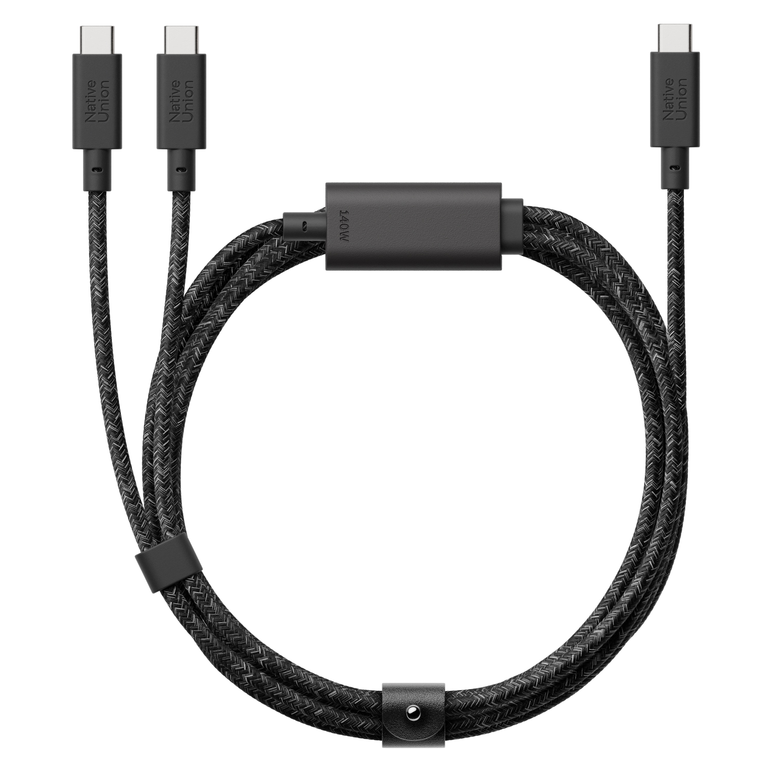 Kabel NATIVE UNION Belt Cable 2-in-1 USB-C (140 W, PD 3.1, dva USB-C konektora za uređaje, cosmos boja)-0