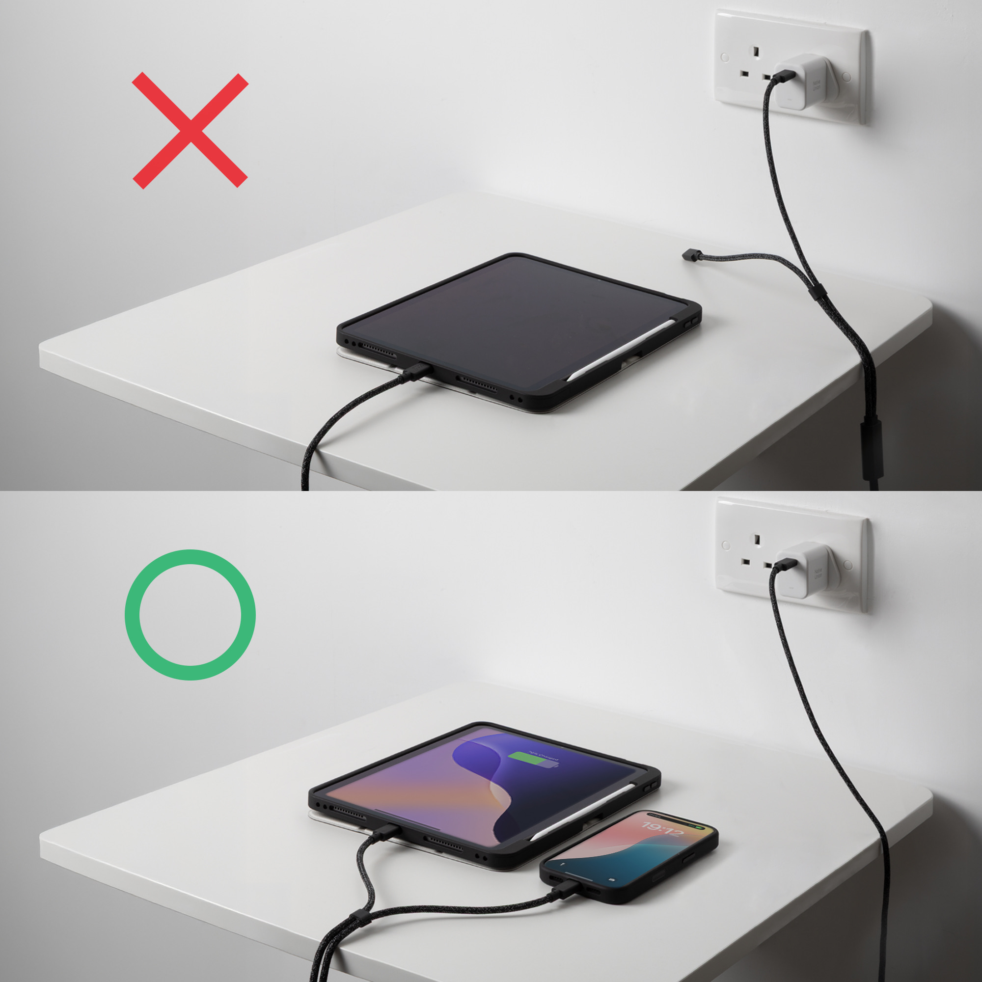 Kabel NATIVE UNION Belt Cable 2-in-1 USB-C (140 W, PD 3.1, dva USB-C konektora za uređaje, cosmos boja)-5