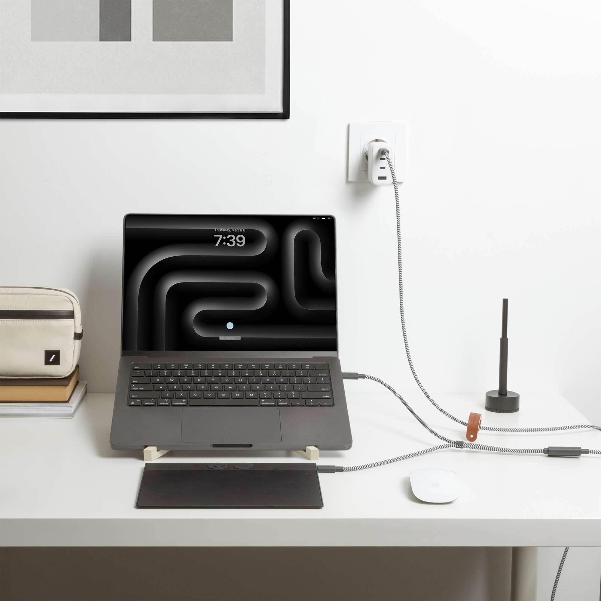 Kabel NATIVE UNION Belt Cable 2-in-1 USB-C (140 W, PD 3.1, dva USB-C konektora za uređaje, zebra boja)-4