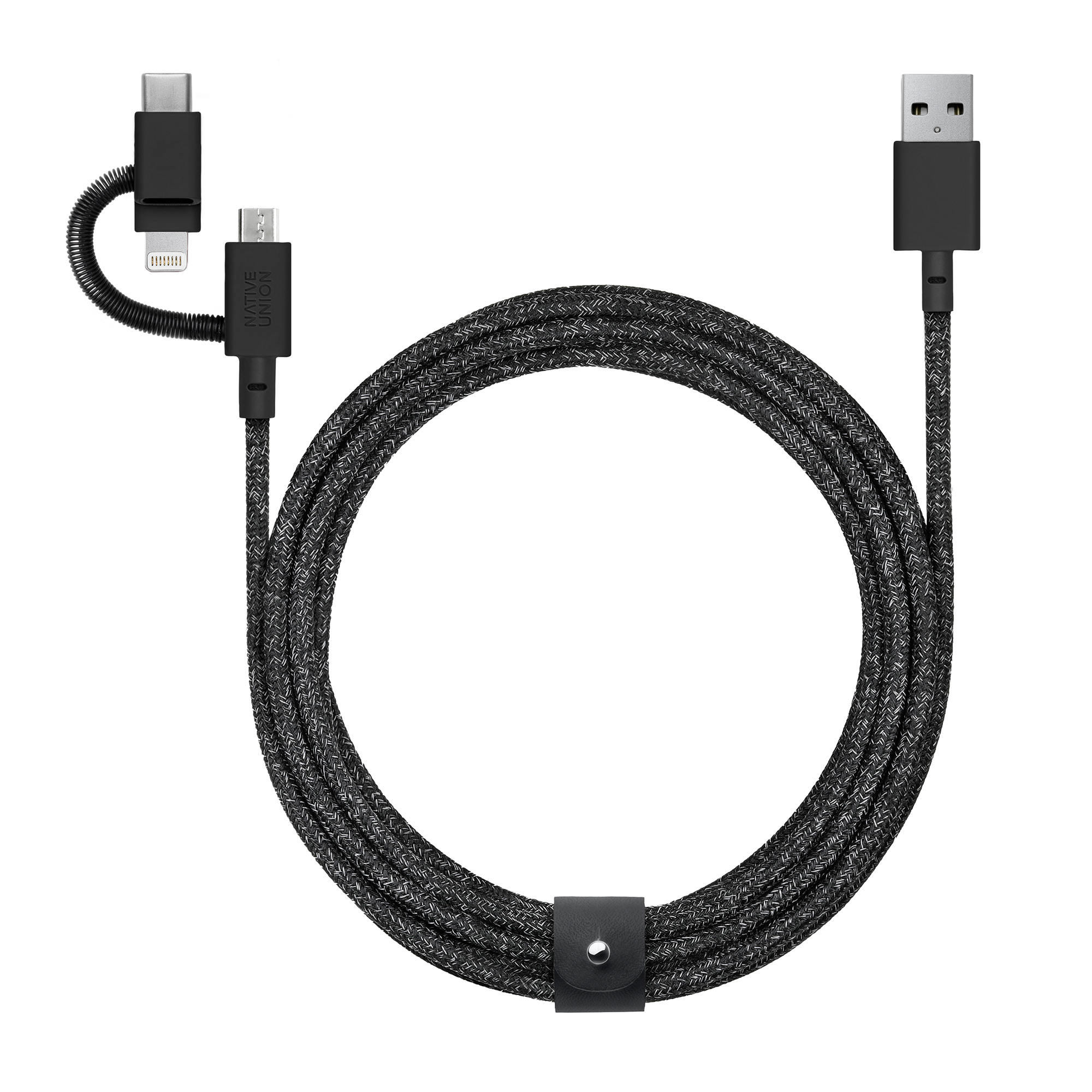 Univerzalni kabel za punjenje NATIVE UNION Belt Cable Universal (3u1: USB-C, Lightning, Micro-USB, 2 m, crna boja)-0