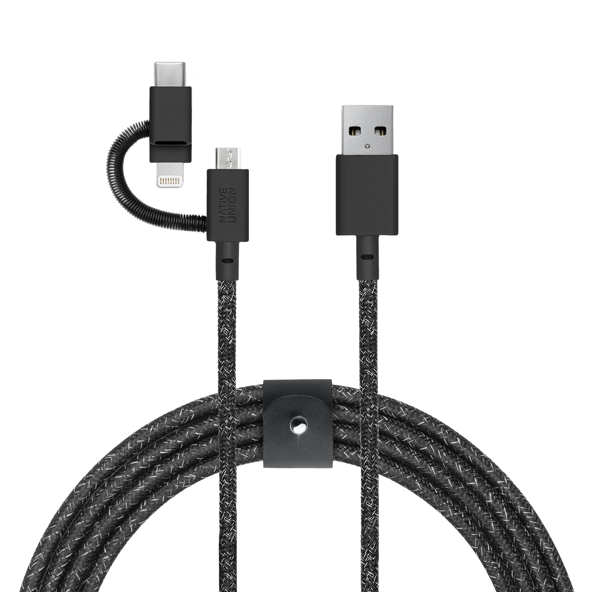 Univerzalni kabel za punjenje NATIVE UNION Belt Cable Universal (3u1: USB-C, Lightning, Micro-USB, 2 m, crna boja)-3