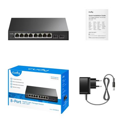 Cudy Switch GS108ES2 - 8 Ports - 8x GE (10/100/1000) - 2x SFP