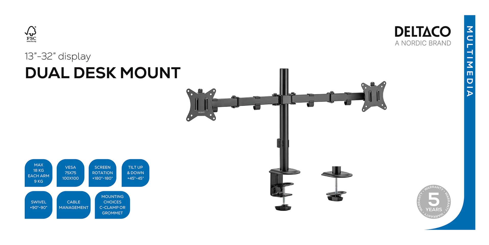 Deltaco ARM-0300-B TV mount/stand 81.3 cm (32") Black-8