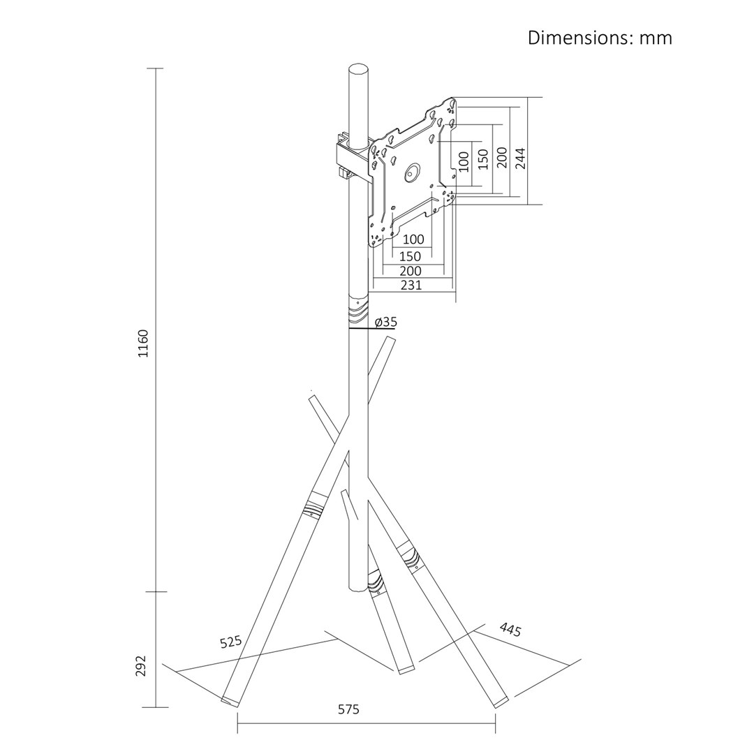 Maclean TV Floor Stand/Mount, 27–55", max. VESA 200x200, max. 60 kg, MC-181 W