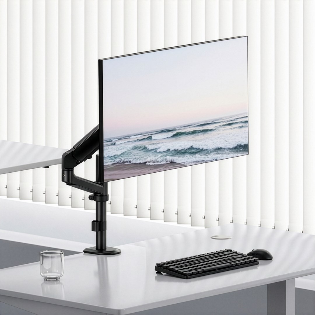 Ergo Office Monitor Mount/Hanger, Gas Spring, 17"-32", 1-10 kg, Matte Black, Max. VESA 100x100, ER-691 B-4