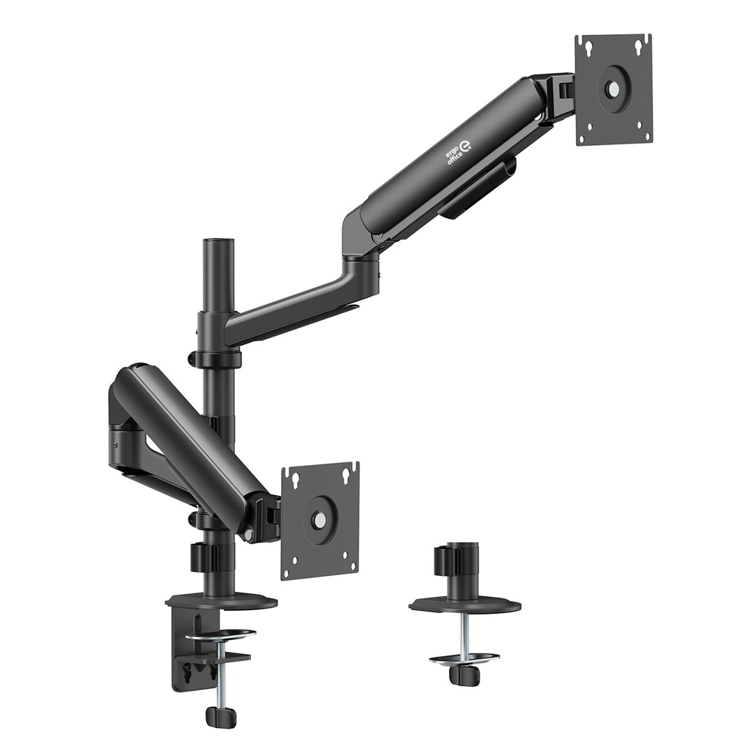 Ergo Office Mount / Holder for 2 Monitors, Gas Spring, 17"-32", 1-10 kg, Matte Black, ER-692 B-6