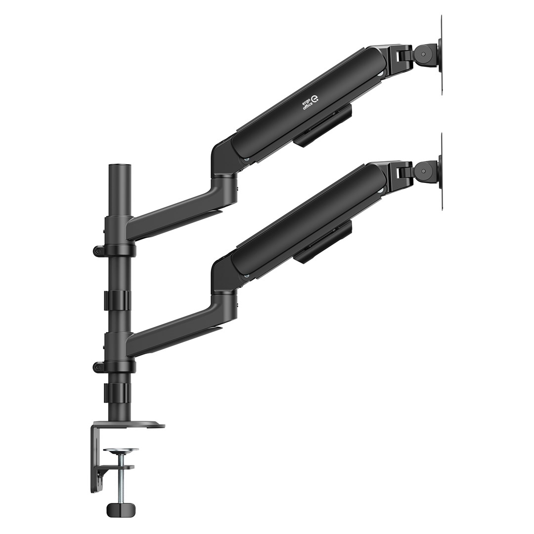 Ergo Office Mount / Holder for 2 Monitors, Gas Spring, 17"-32", 1-10 kg, Matte Black, ER-692 B-7