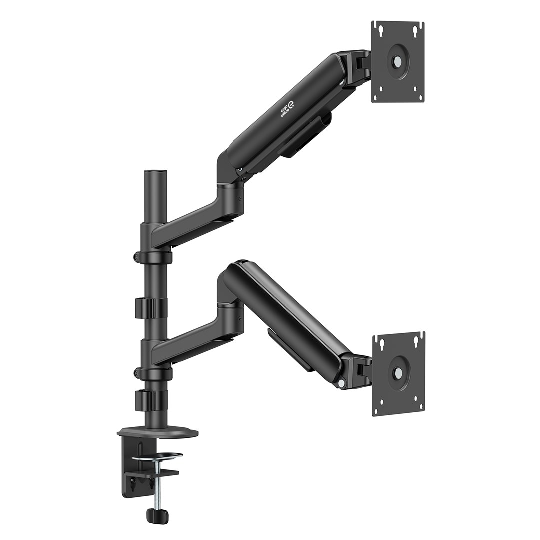 Ergo Office Mount / Holder for 2 Monitors, Gas Spring, 17"-32", 1-10 kg, Matte Black, ER-692 B-9
