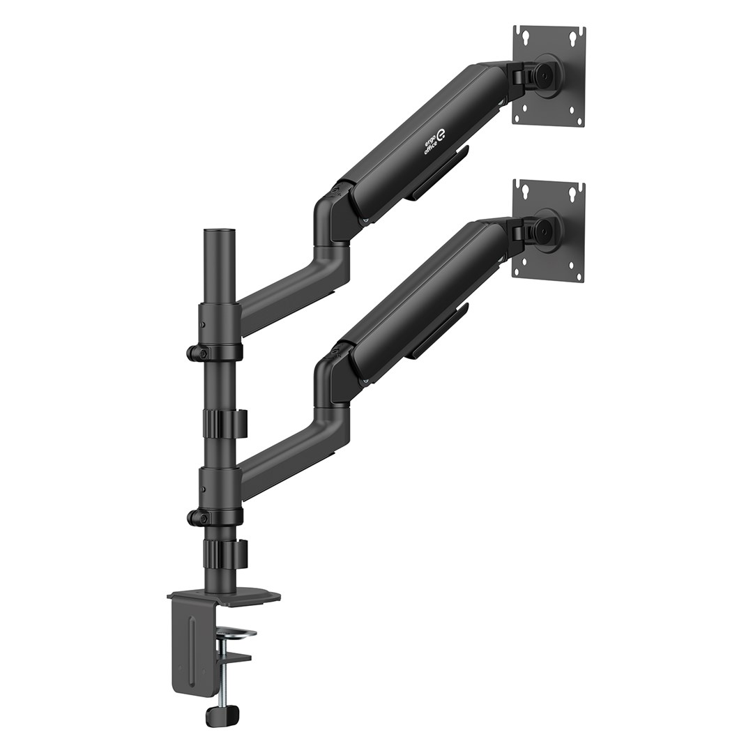 Ergo Office Mount / Holder for 2 Monitors, Gas Spring, 17"-32", 1-10 kg, Matte Black, ER-692 B-3