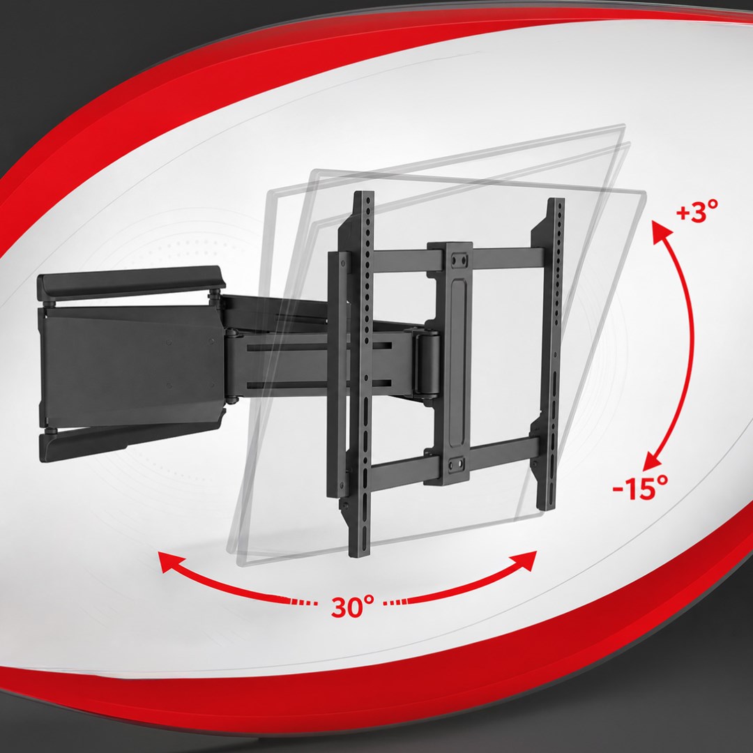Maclean TV Mount / Bracket, max. VESA 600x400, 37-90", max. load 65 kg, black, MC-881 N-7