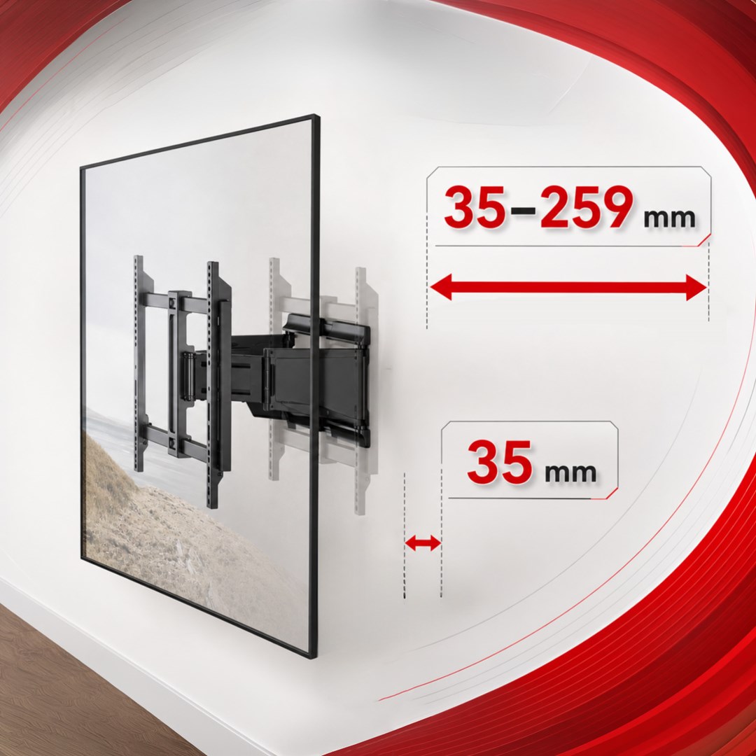 Maclean TV Mount / Bracket, max. VESA 600x400, 37-90", max. load 65 kg, black, MC-881 N-13