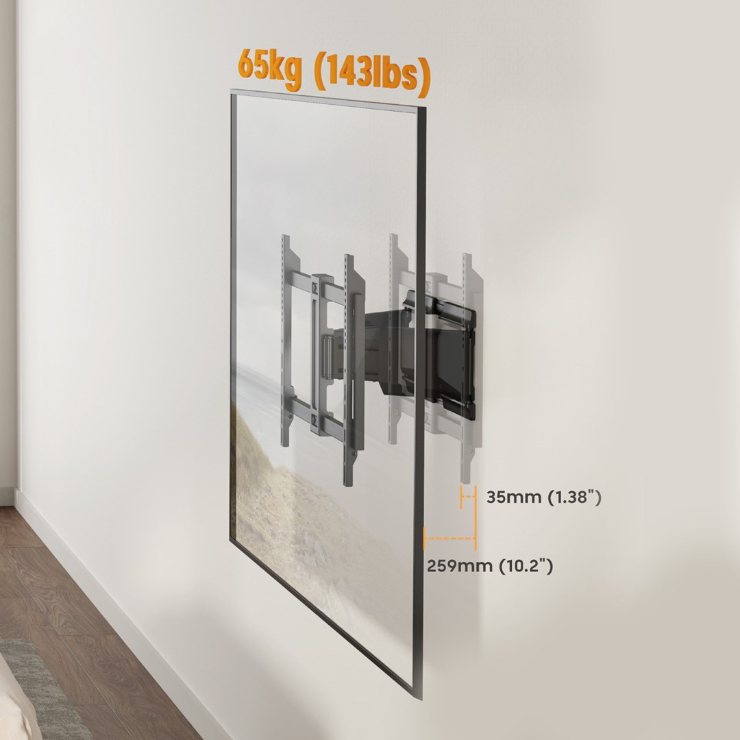 Maclean TV Mount / Bracket, max. VESA 600x400, 37-90", max. load 65 kg, black, MC-881 N-18