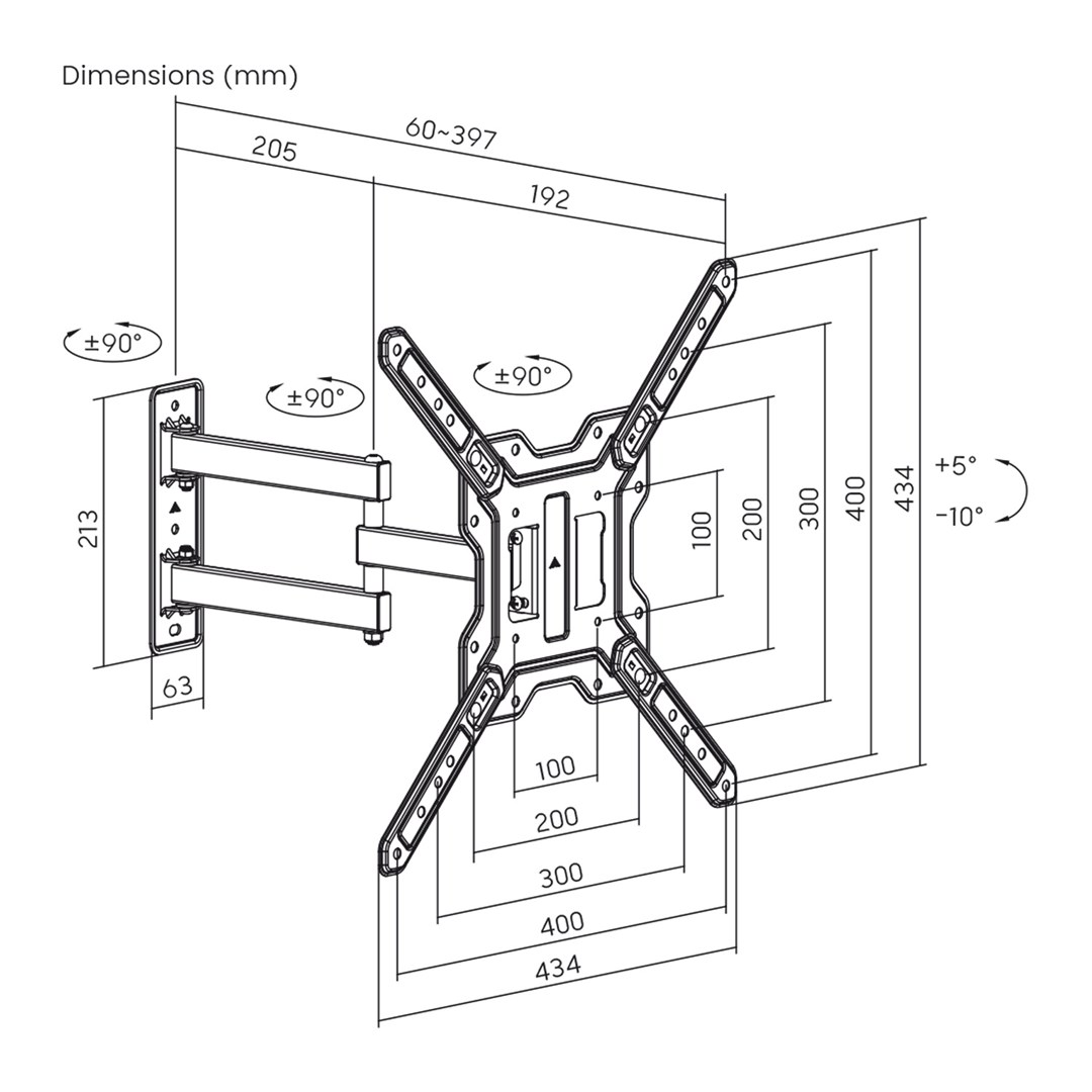 Maclean TV or Monitor Mount / Bracket, max. 23–65", max. load 30 kg, universal, max. VESA 400x400, MC-759 N-4