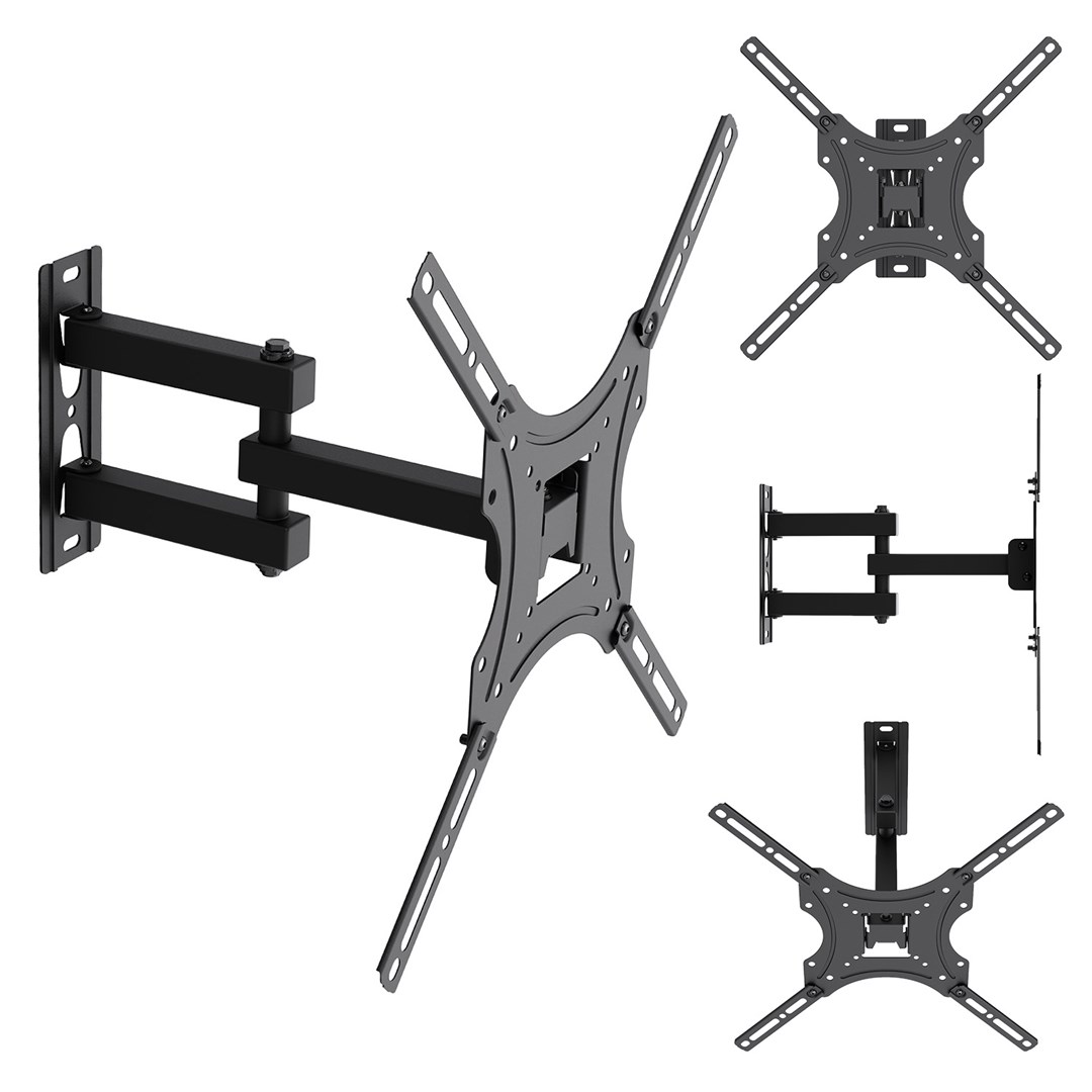 Maclean TV Mount / Bracket, max VESA 400x400, 32-55", up to 25 kg, black, tilt adjustment 0°–-15° and swivel adjustment +90°–-90°, MC-190-7