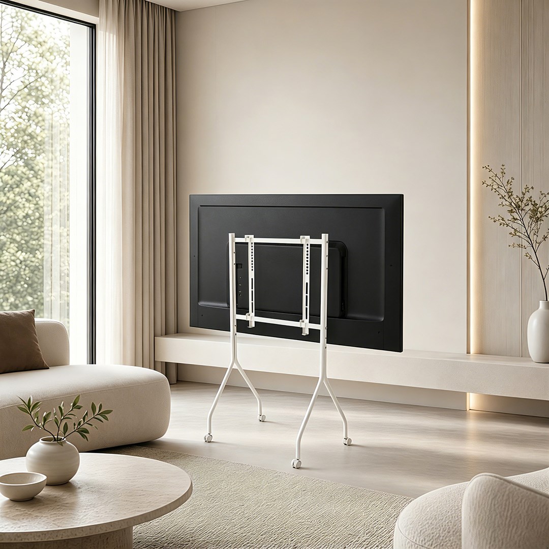 Maclean TV Stand / Cart, on wheels, 37–80", max. load 50 kg, max. VESA 600x400, white, MC-180 W-5