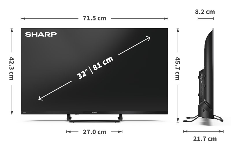Sharp 32HF3265E TV 81.3 cm (32") HD Wi-Fi Black-5