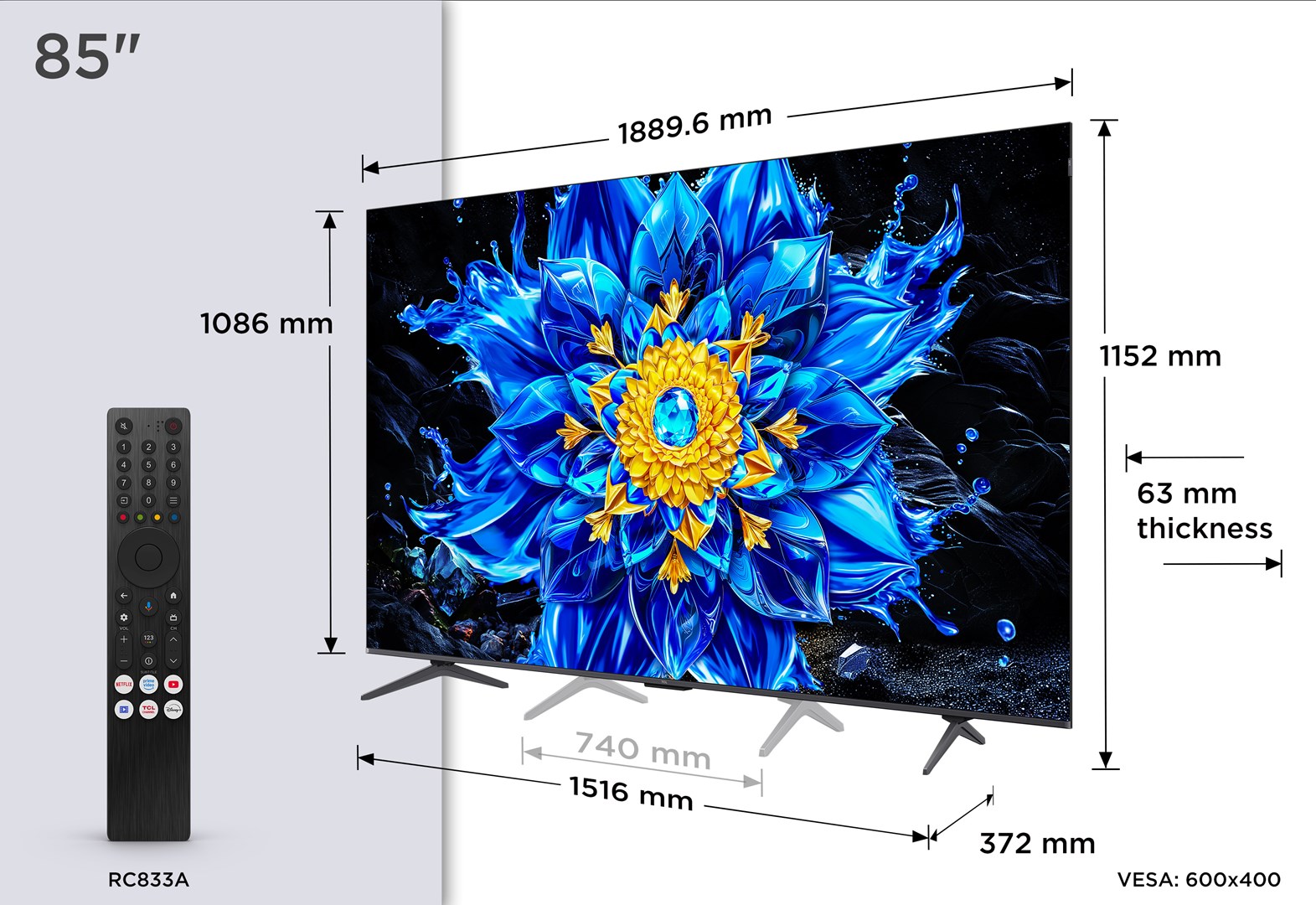 TCL P8L 85P8L TV 2.16 m (85") 4K Ultra HD Smart TV Wi-Fi Black 450 cd/m²-8