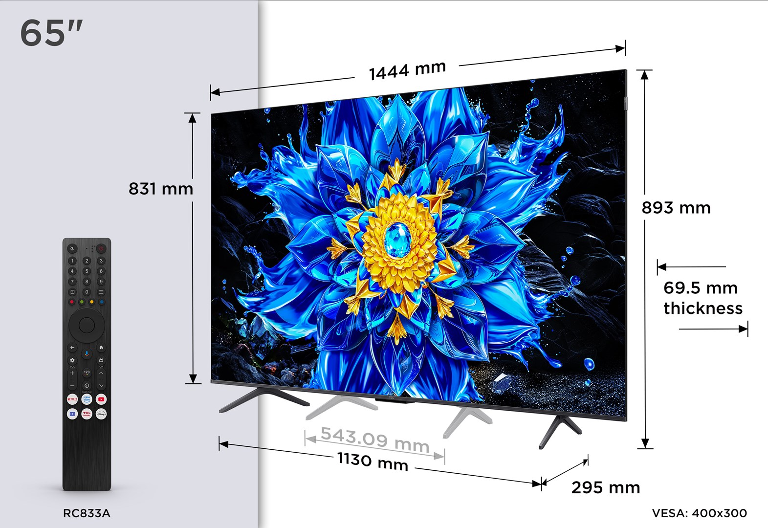 TCL P8L 65P8L TV 165.1 cm (65") 4K Ultra HD Smart TV Wi-Fi Black 450 cd/m²-2