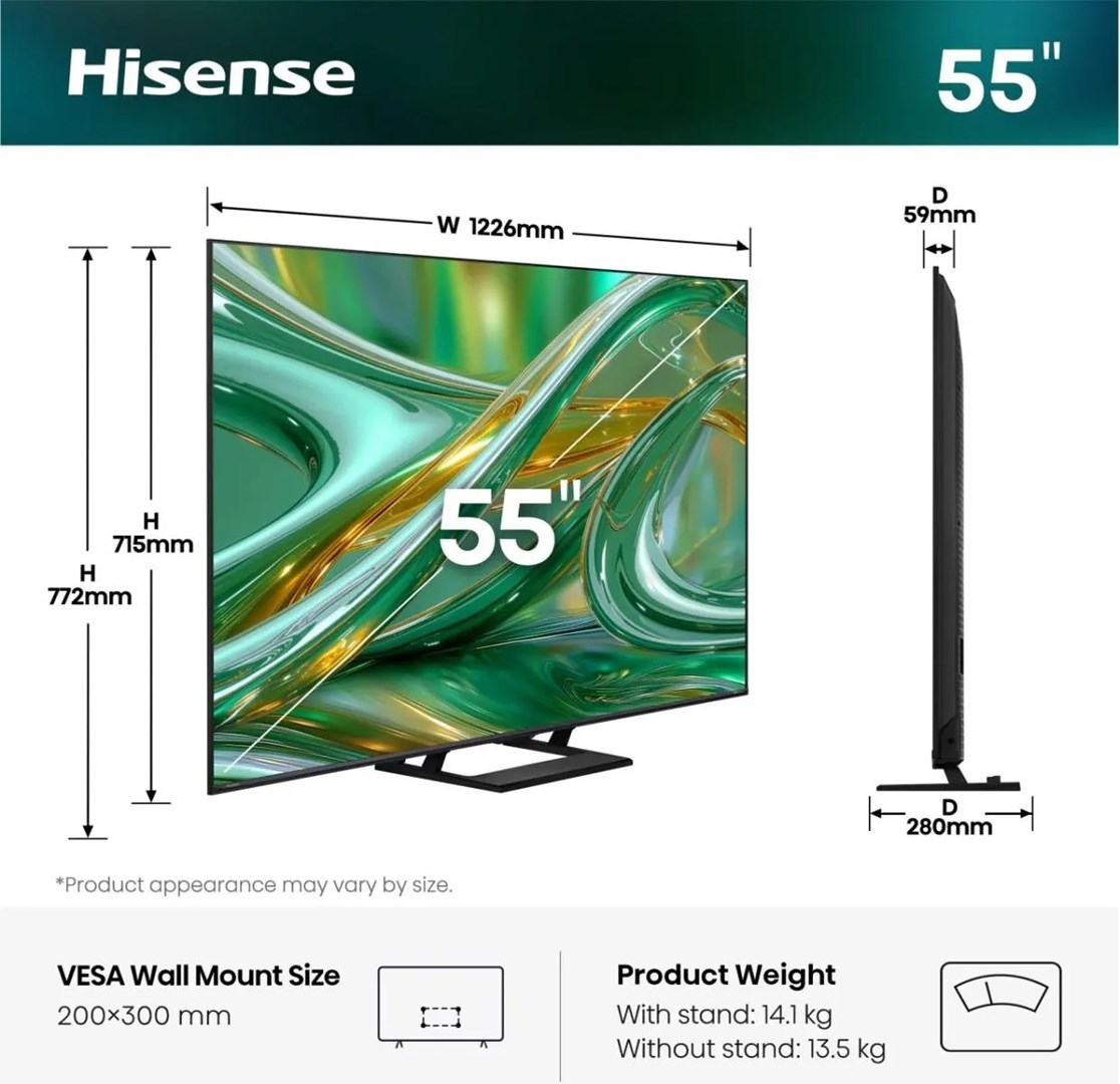 Hisense 55E89S TV 139.7 cm (55") 4K Ultra HD Smart TV Wi-Fi Grey 400 cd/m²-1