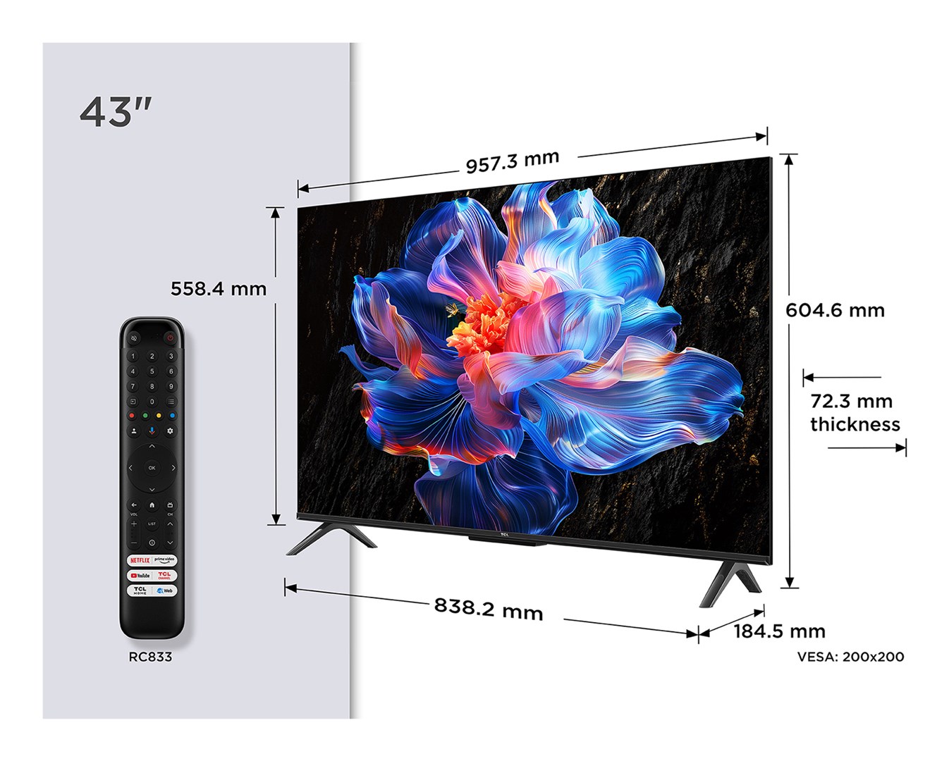 TCL P6K 43P6K TV 109.2 cm (43") 4K Ultra HD Smart TV Wi-Fi Metallic-0