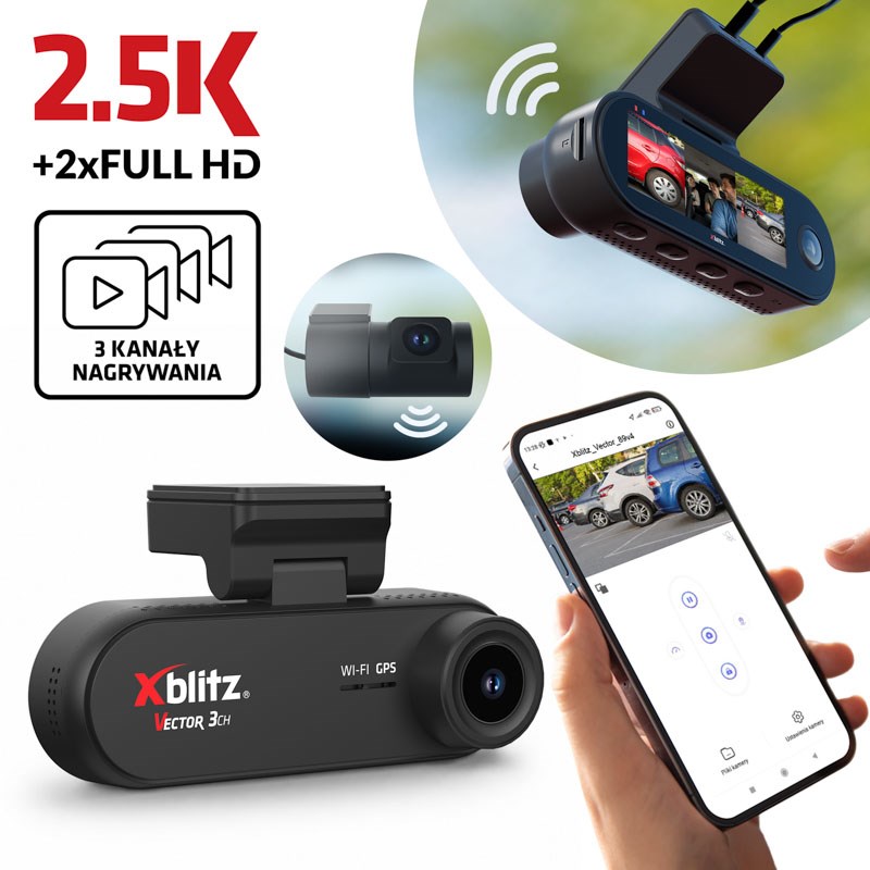 XBLITZ VECTOR 3CH 3-CHANNEL DVR WITH REARVIEW CAMERA, Wi-Fi, AND GPS-6