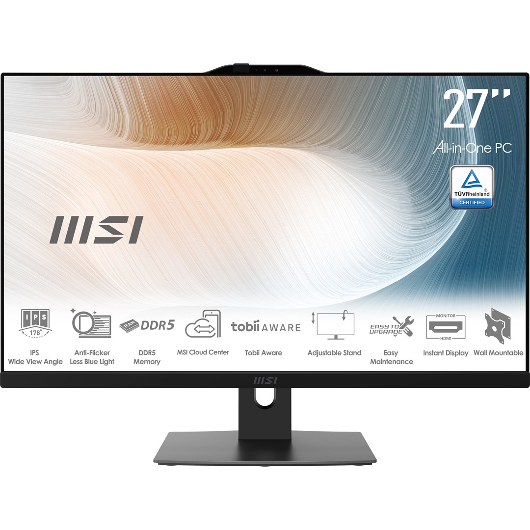MSI Modern AM272P 1M-1293XEU All-in-One PC/workstation Intel Core 5 120U 68.6 cm (27") 1920 x 1080 pixels 16 GB DDR5-SDRAM 512 GB SSD Wi-Fi 6E (802.11ax) Black-1