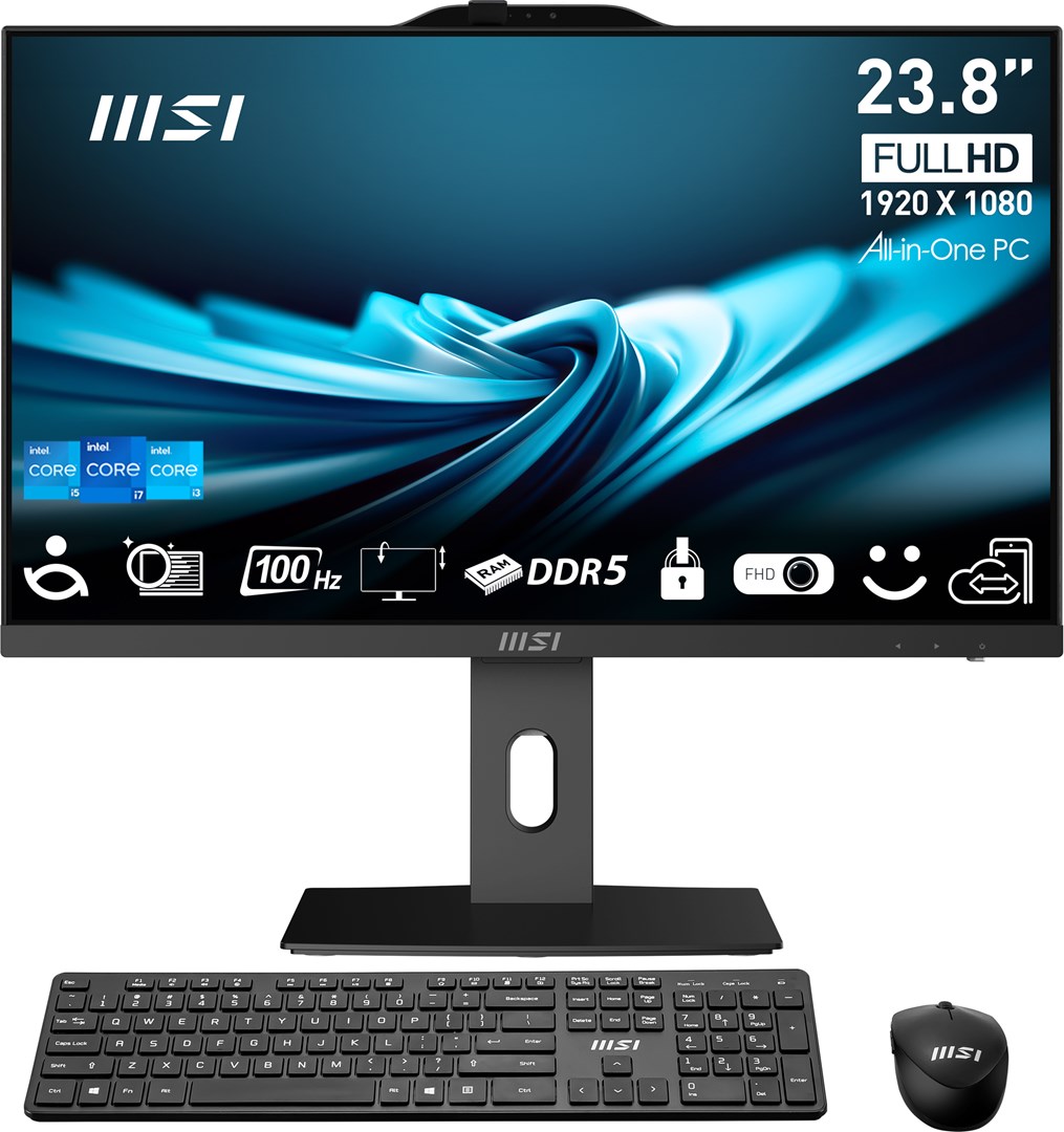 MSI Pro AP242P 14M-813EU Intel® Core™ i7 i7-14700 60.5 cm (23.8") 1920 x 1080 pixels All-in-One PC 16 GB DDR5-SDRAM 1 TB SSD NoOS Wi-Fi 6E (802.11ax) Black
