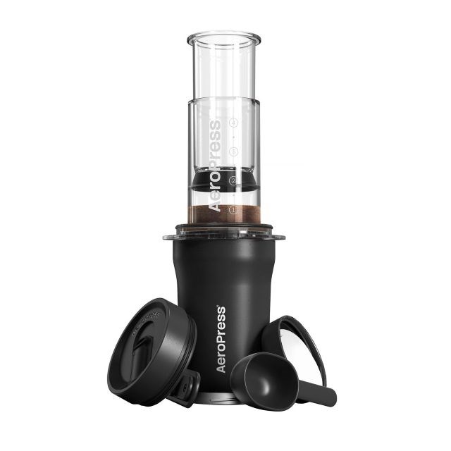 Go Plus coffee maker with black AeroPress thermal mug