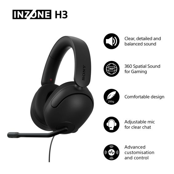 Slušalice SONY INZONE H3, Naglavne, Gaming, 3,5 mm, Crne-4