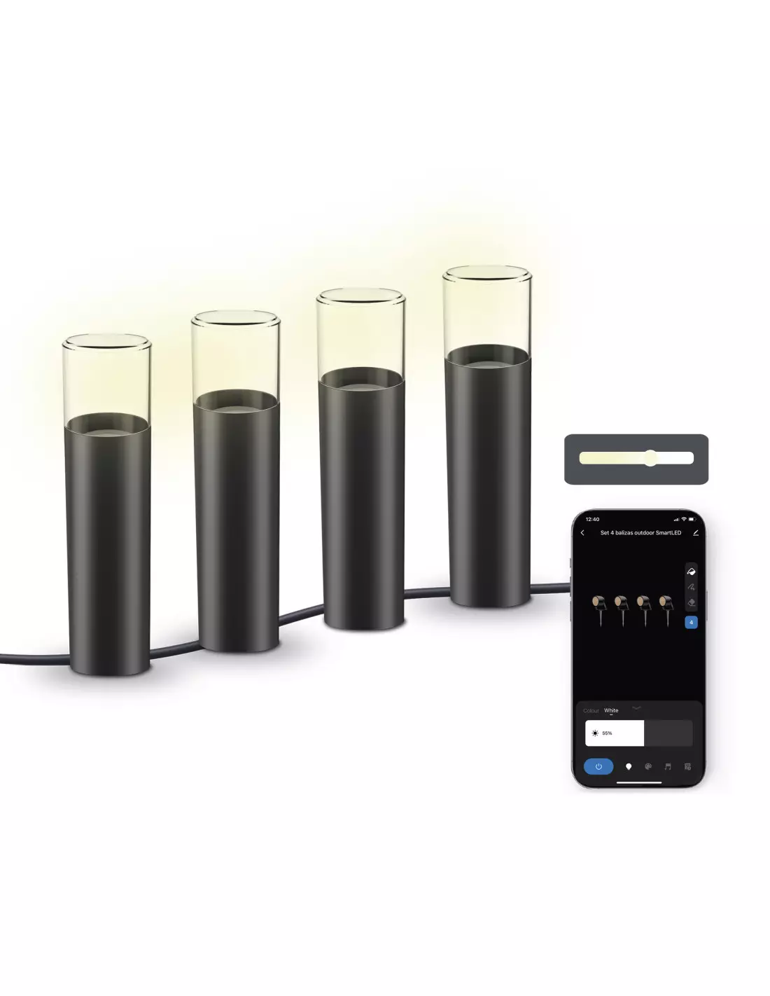 Pametna vanjska rasvjeta KSIX BXOUTL2 SmartLED (RGBIC+W, 12W, 200lm, IP65, set 4 komada)