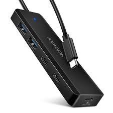USB HUB 2x USB-A + 2x USB-C, kabel USB-C, USB-C power IN,AXA HUE-C2A-0
