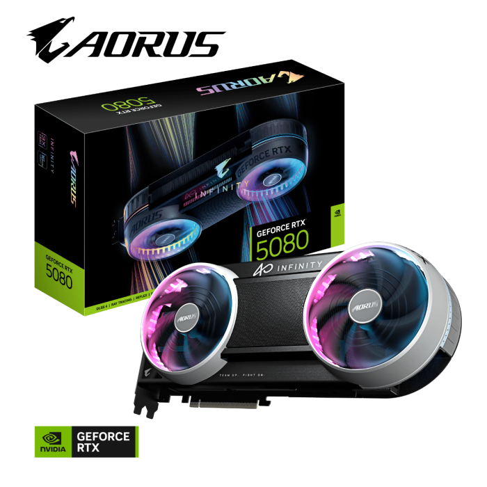 GIGABYTE AORUS GeForce RTX 5080 INFINITY 16G Graphics Card, 16GB GDDR7, PCI-E 5.0