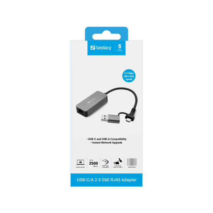Sandberg USB-C/A 2.5 GbE RJ45 Adapter-4