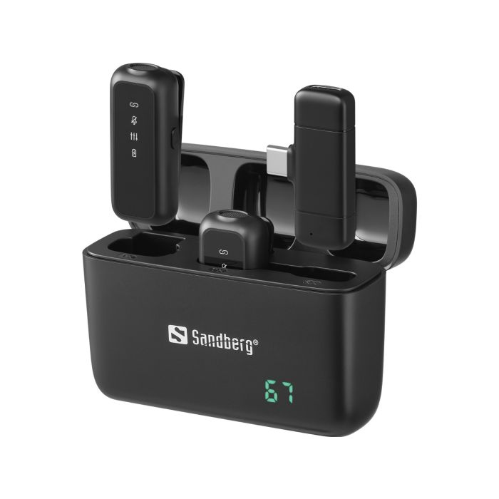 Bežični mikrofonski set SANDBERG Streamer USB-C Wireless Mic x2 (2 mikrofona, 2,4 GHz, USB-C prijemnik, do 25 m)-0
