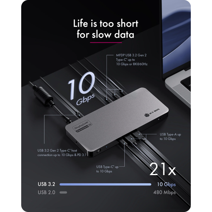 IcyBox IB-DK7402-C31 Diamond Docking USB-C Docking Station-2